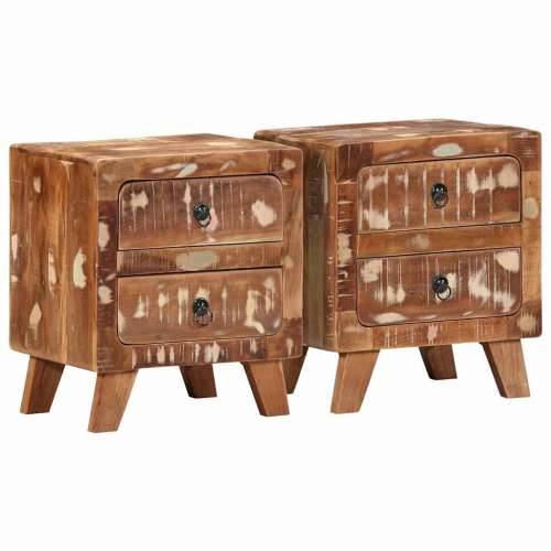Noćni ormarić 2 kom 40x32x46 cm Obrađeno puno drvo - 2 masivno obnovljeno drvo Cijena