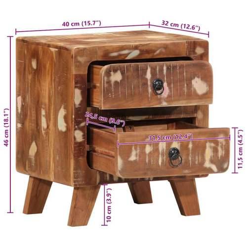 Noćni ormarić 2 kom 40x32x46 cm Obrađeno puno drvo - 2 masivno obnovljeno drvo Cijena