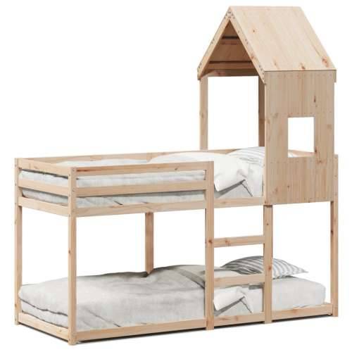 Krevet na kat s krovom 90 x 200 cm od masivne borovine - Prirodna 90 x 200 cm Cijena
