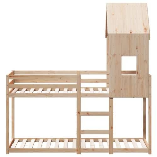 Krevet na kat s krovom 90 x 200 cm od masivne borovine - Prirodna 90 x 200 cm Cijena