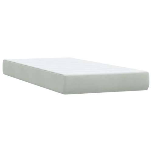 Box Spring krevet s madracem svijetlo sivi 80x210 cm baršun - Svjetlosiva 80 x 210 cm Blok s kvadratima Cijena