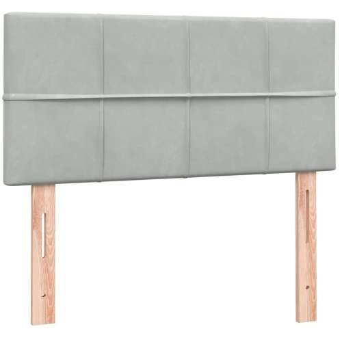 Box Spring krevet s madracem svijetlo sivi 80x210 cm baršun - Svjetlosiva 80 x 210 cm Blok s kvadratima Cijena