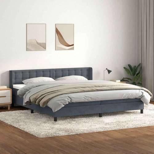 Box spring krevet s madracem tamnosivi 200x210 cm baršunasti - 200 x 210 cm gumbi Tamno siva Cijena