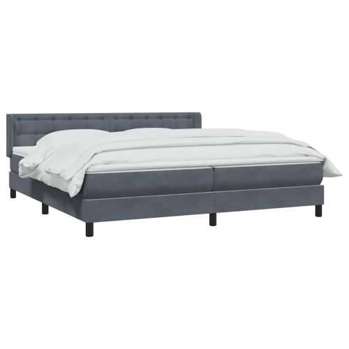 Box spring krevet s madracem tamnosivi 200x210 cm baršunasti - 200 x 210 cm gumbi Tamno siva Cijena