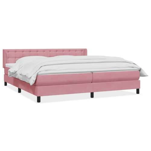 Box Spring krevet s madracem ružičasti 200x210 cm samt - 200 x 210 cm gumbi Ružičasta Cijena