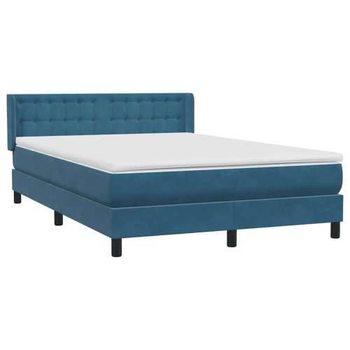 Box Spring krevet s madracem tamnoplavi 140x220 cm baršun - 140 x 220 cm gumbi Tamno plava Cijena