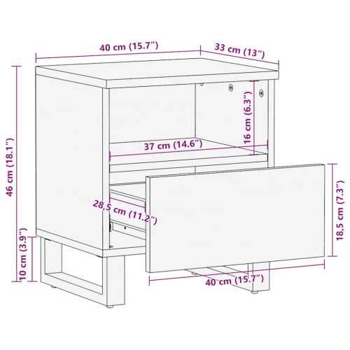 Noćni ormarići 2 kom crni 40x33x46 cm od masivnog drva manga - 2 Cijena