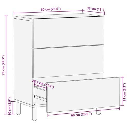 Komoda smeđa 60x33x75 cm Puno drvo Mango - Smeđa 1 drvo manga Cijena