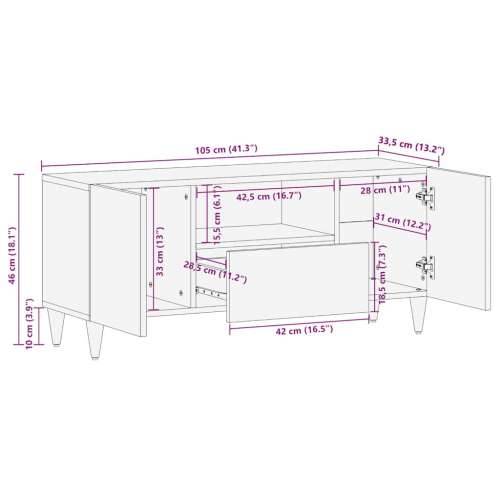 TV ormarić svijetlo sivi 105x33,5x46 cm Puno drvo Mango Cijena