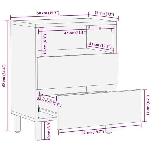 Krevetni ormarić crni 50x33x62 cm Puno grubo drvo Mango Cijena