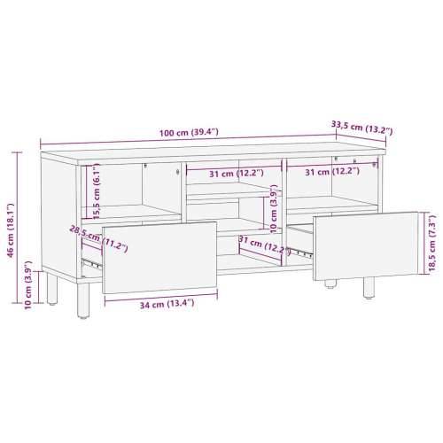 TV ormarić crni 100x33,5x46 cm Puno grubo drvo Mango Cijena