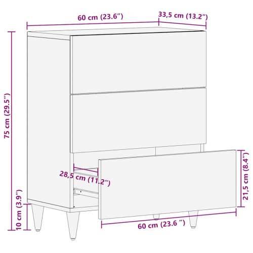 Komoda 60x33,5x75 cm Puno drvo Mango Cijena
