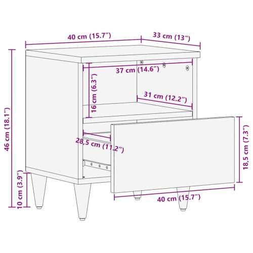 Noćni ormarići 2 kom 40 x 33 x 46 cm od masivnog drva manga - 2 Cijena