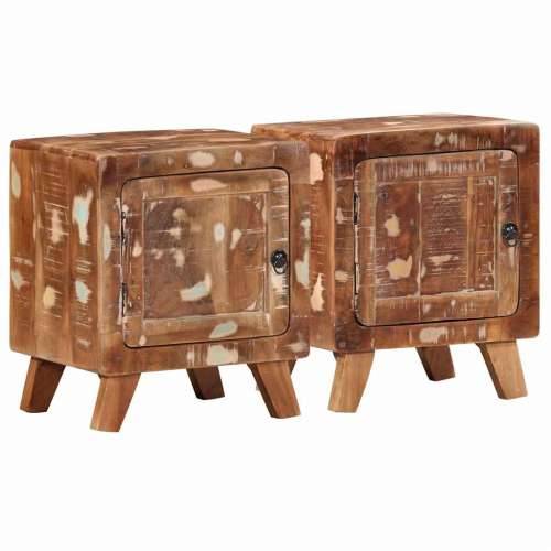 Noćni ormarić 2 kom 40x32x46 cm Obrađeno puno drvo - Smeđa 2 masivno obnovljeno drvo Cijena