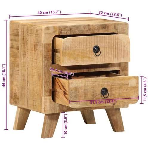 Noćni ormarić 2 kom 40x32x46 cm puno drvo grubo mango - 2 Grubo masivno drvo manga Cijena