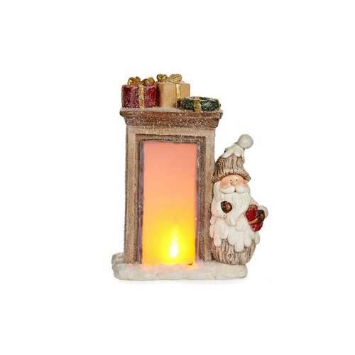 Ukrasna figura Djeda Mraz LED Svjetlo 20 x 45 x 32 cm Keramika Smeđa Bijela Cijena