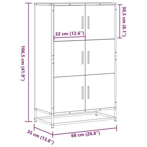 Visoka ploča crna 68x35x106,5 cm Konstruirano drvo i metal - Crna 1 Cijena