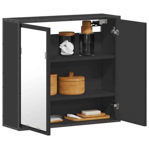 Kupaonski ormarić s ogledalom crni 65x20x60 cm izrađeno drvo - Crna 1 Cijena
