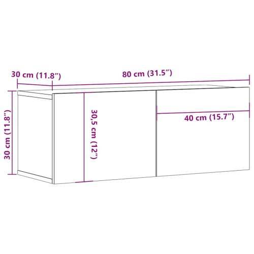 Zidni TV ormarić staro drvo 80x30x30 cm konstruirano drvo - Staro drvo 1 80 cm Cijena