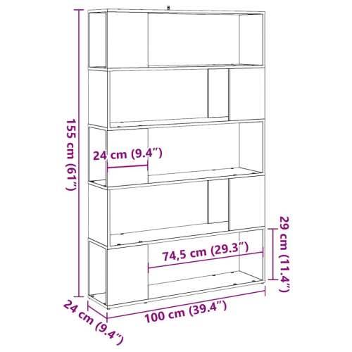 Ormarić za knjige/Paravan - Sobna pregrada staro drvo 100x24x155 cm - Staro drvo 1 100 x 24 x 155 cm Cijena