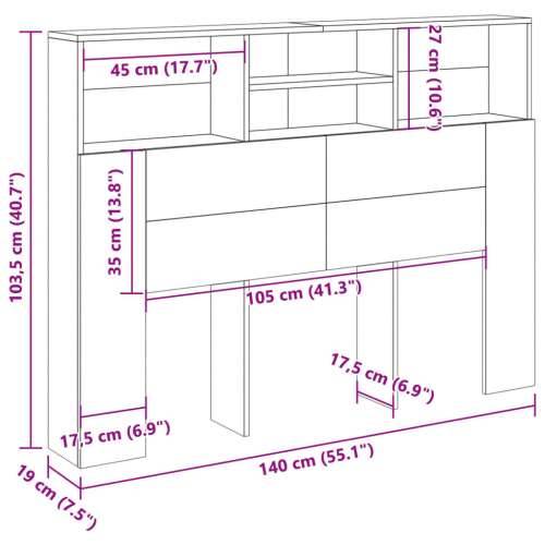 Uzglavni ormarić staro drvo 140x19x103,5 cm - Staro drvo 140 x 19 x 103.5 cm 1 Cijena