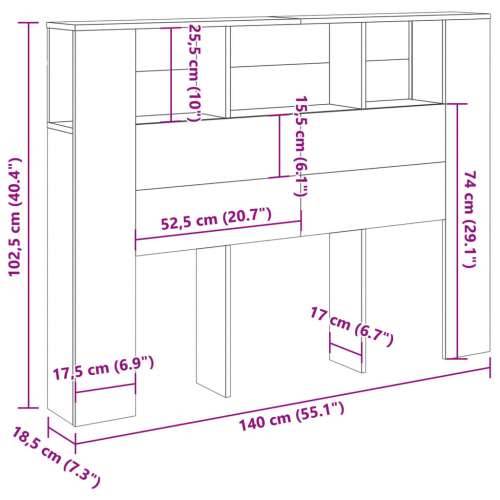 Uzglavni ormarić staro drvo 140x18,5x102,5 cm konstruirano drvo - Staro drvo 1 Cijena