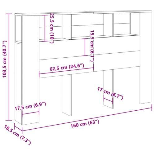 Uzglavni ormarić staro drvo 160x18,5x103,5 cm konstruirano drvo - Staro drvo 1 Cijena