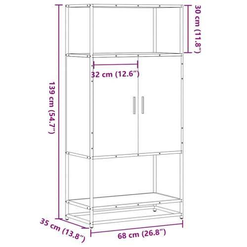 Visoka ploča crna 68x35x139 cm Konstruirano drvo i metal - Crna 1 Cijena