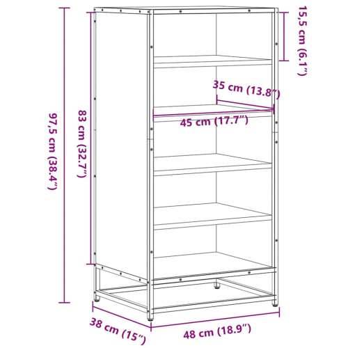 Stalak za cipele crni 48x38x97,5 cm izrađeno drvo - Crna 6 1 Cijena