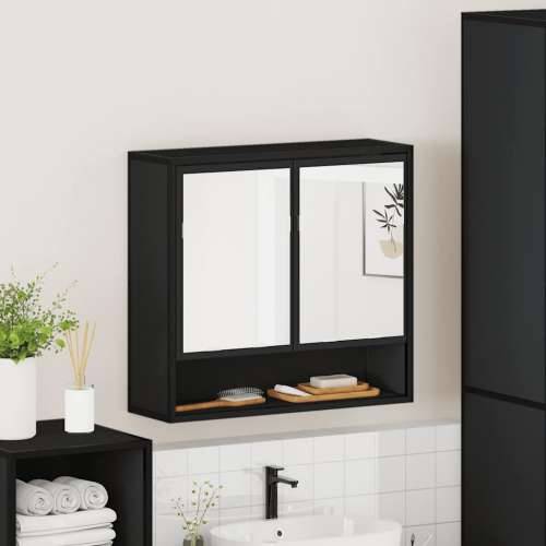 Kupaonski ormarić s ogledalom crni 65x20x60 cm izrađeno drvo - Crna 1 Cijena