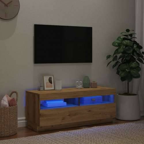 TV ormarić s LED svjetlima umjetnički hrast 100x35x40 cm - hrast artisan 1 100 cm Cijena