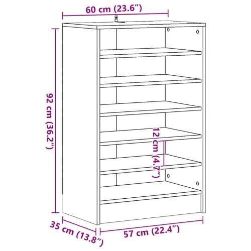 Ormarić za cipele boja staro drvo 60x35x92 cm konstruirano drvo - Staro drvo 60 x 35 x 92 cm 1 shoe cabinet without door Cijena