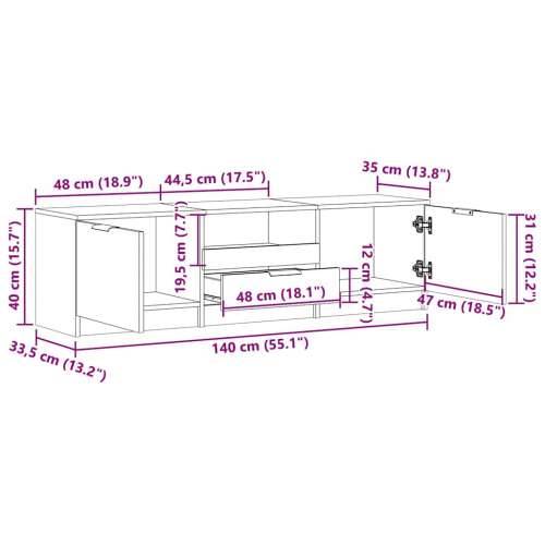 TV ormarić staro drvo 140x35x40 cm konstruirano drvo - Staro drvo 1 Cijena