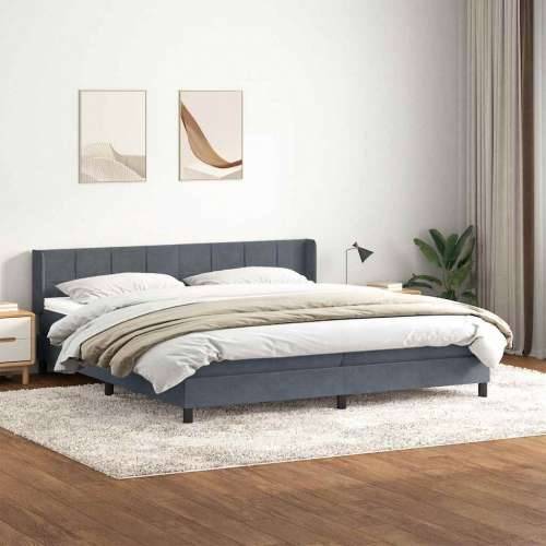 Box spring krevet s madracem tamnosivi 200x210 cm baršunasti - Tamno siva 200 x 210 cm Blok s kvadratima Cijena