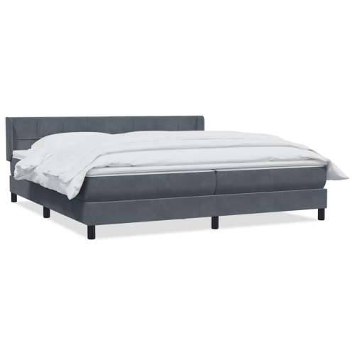 Box spring krevet s madracem tamnosivi 200x210 cm baršunasti - Tamno siva 200 x 210 cm Blok s kvadratima Cijena