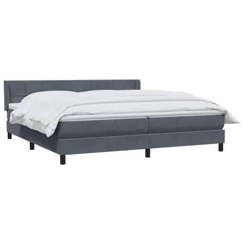 Box spring krevet s madracem tamnosivi 200x210 cm baršunasti - Tamno siva 200 x 210 cm Blok s kvadratima Cijena
