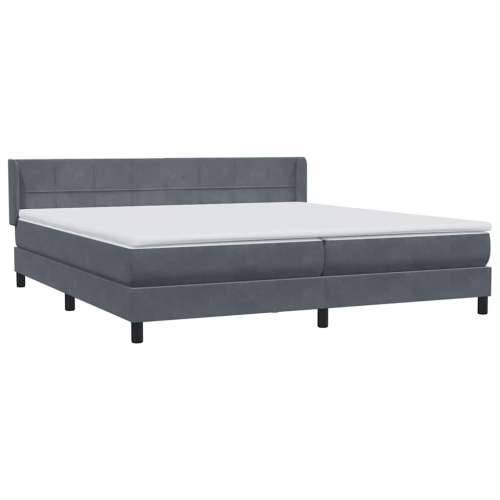 Box spring krevet s madracem tamnosivi 200x210 cm baršunasti - Tamno siva 200 x 210 cm Blok s kvadratima Cijena