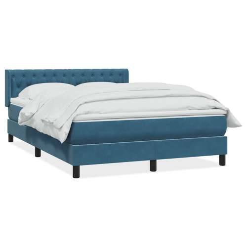 Krevet s oprugama i madracem tamnoplavi 140x210 cm baršunasti - 140 x 210 cm Dizajn s gumbima Tamno plava Cijena