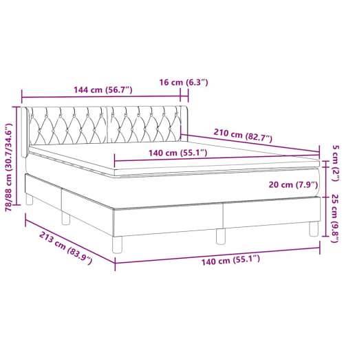 Krevet s oprugama i madracem tamnoplavi 140x210 cm baršunasti - 140 x 210 cm Dizajn s gumbima Tamno plava Cijena