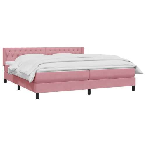 Box Spring krevet s madracem ružičasti 200x210 cm samt - 200 x 210 cm Dizajn s gumbima Ružičasta Cijena
