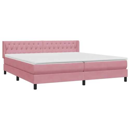 Box Spring krevet s madracem ružičasti 200x210 cm samt - 200 x 210 cm Dizajn s gumbima Ružičasta Cijena