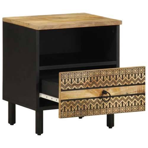 Krevetni ormarić crni 40x33x46 cm Puno grubo drvo Mango - 1 Cijena