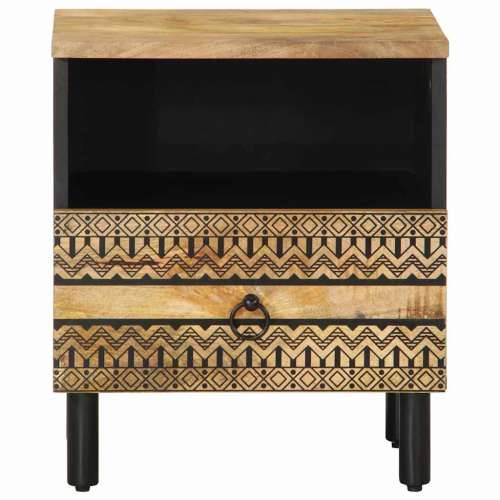 Krevetni ormarić crni 40x33x46 cm Puno grubo drvo Mango - 1 Cijena