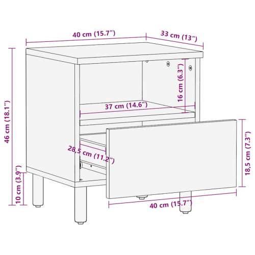 Krevetni ormarić crni 40x33x46 cm Puno grubo drvo Mango - 1 Cijena
