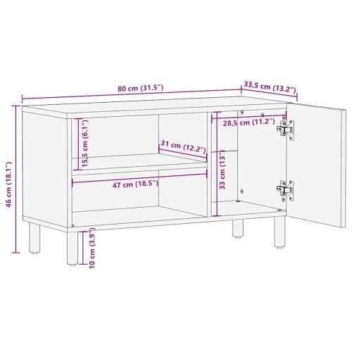 TV ormarić crni 80x33,5x46 cm Puno grubo drvo Mango Cijena