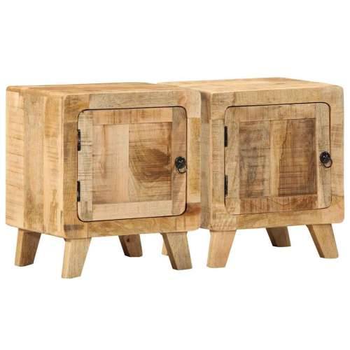 Noćni ormarić 2 kom 40x32x46 cm puno drvo grubo mango - Smeđa 2 Grubo masivno drvo manga Cijena