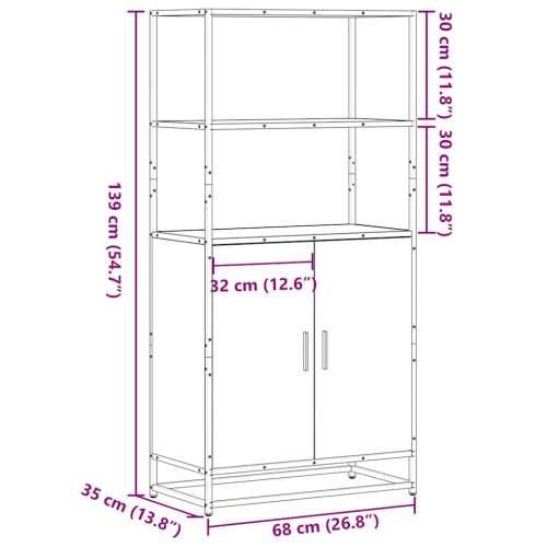 Visoka ploča crna 68x35x139 cm Konstruirano drvo i metal - Crna 1 Cijena