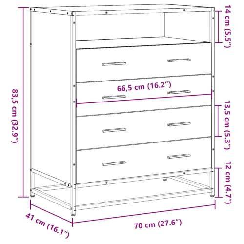 Ormar s ladicama crni 70x41x83,5 cm izrađeno drvo - Crna 1 Cijena