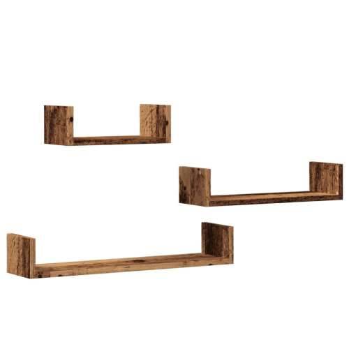 Zidne police od 3 kom staro drvo obrađeno drvo - Staro drvo 60 x 15 x 10 cm 3 1 Cijena