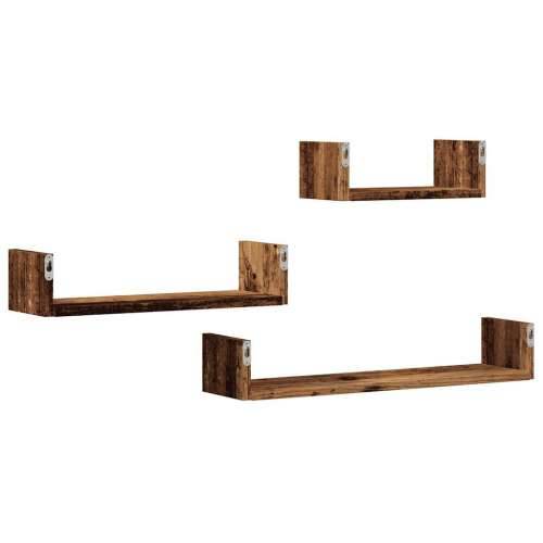 Zidne police od 3 kom staro drvo obrađeno drvo - Staro drvo 60 x 15 x 10 cm 3 1 Cijena